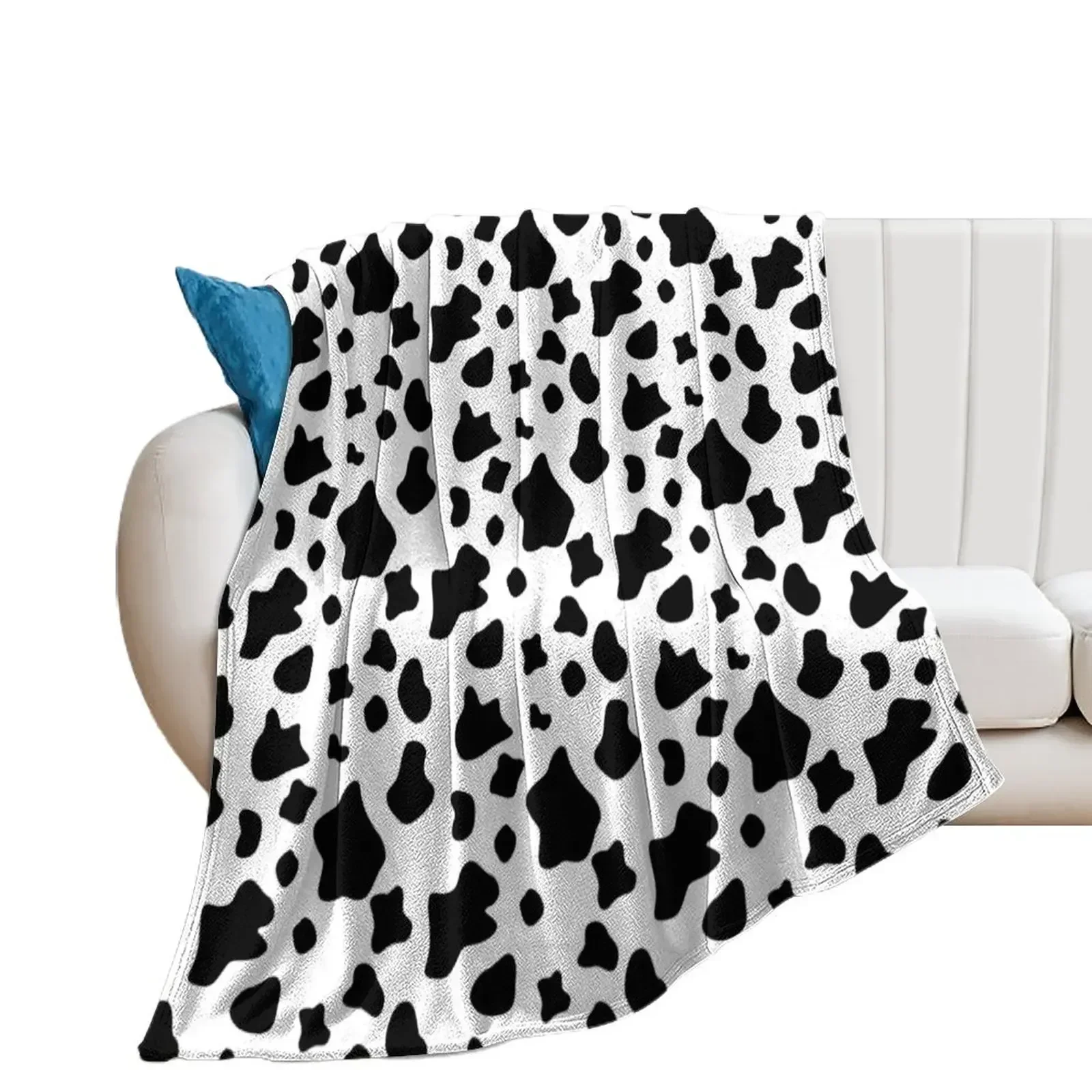 Black and white cow spots pattern, animal fur Throw Blanket Camping Luxury Throw Blankets