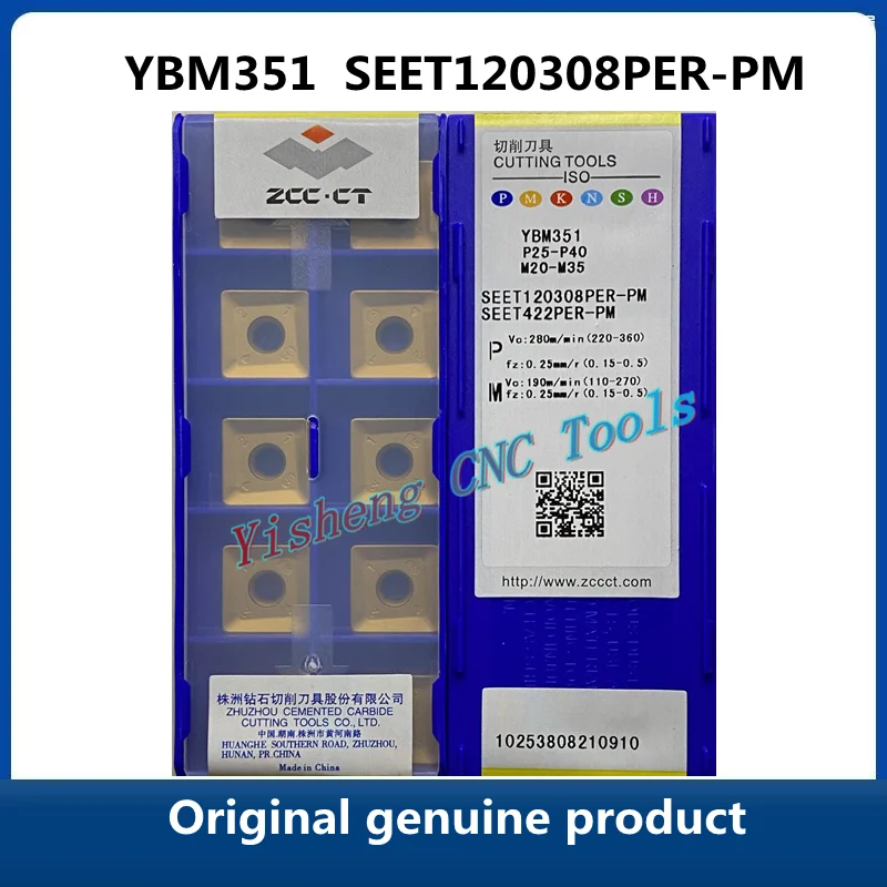 Original ZCC CT CNC Fresa Inserções, Ferramentas de corte, SEET YBD252, YBM351, SEET120308PER-PM, YBC302, Frete Grátis