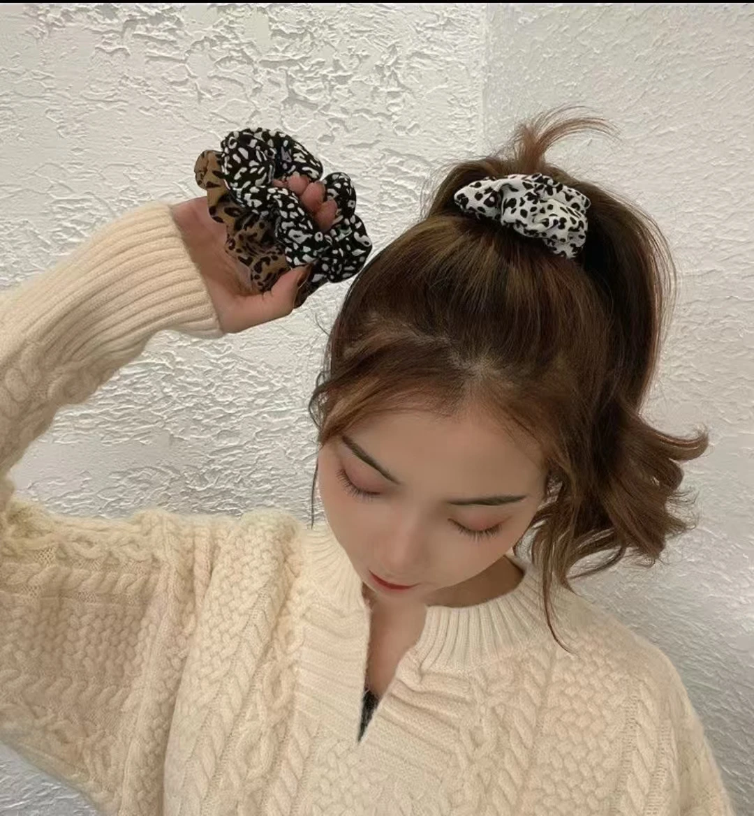 ربطة شعر جديدة للأمعاء الغليظة بطبعة الفهد للنساء، نمط كوري قديم، مزاج بسيط، حبل شعر متعدد الاستخدامات للنساء #1