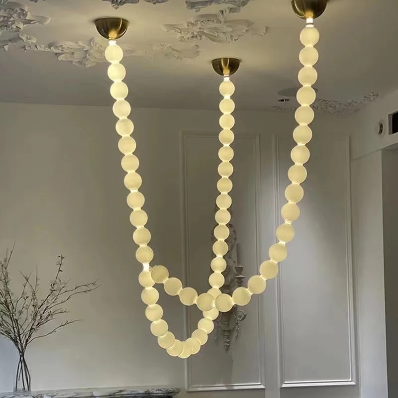 متجر لبيع الملابس عقد من اللؤلؤ الثريا مصمم بار مقهى صالة العرض نموذج غرفة نافذة غرفة المعيشة الفرنسية الخفيفة #4