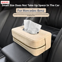 Car Tissue Box Holder Genuine Suede Cover for Benz A B C E S V GLC CLA GLA Class AMG W203 W204 W205 W211 W210 Seat Armrest Mount