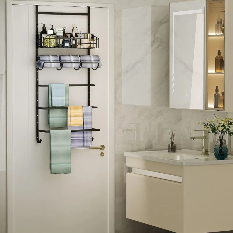 Wall-mounted door towel rack bathroom finishing rack toilet storage rack towel toothbrush