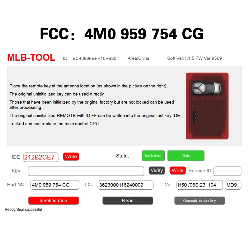 CN008143 Original MLB-Tool Remote Control Key 3+1 buttons 433Mhz 5M chip FCC 4M0 959 754 CG Keyless GO For A-udi Q5 Q7