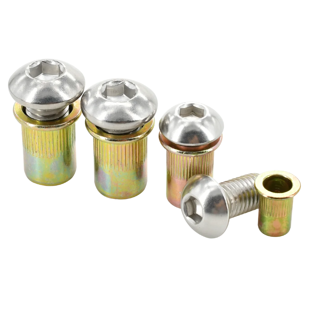 Metric Threaded Insert Rivet Nut, Parafuso De Aço Inoxidável Set, Aço Carbono Rivetnut, Alumínio Alloy Nuts Screw Kit, M3-M12