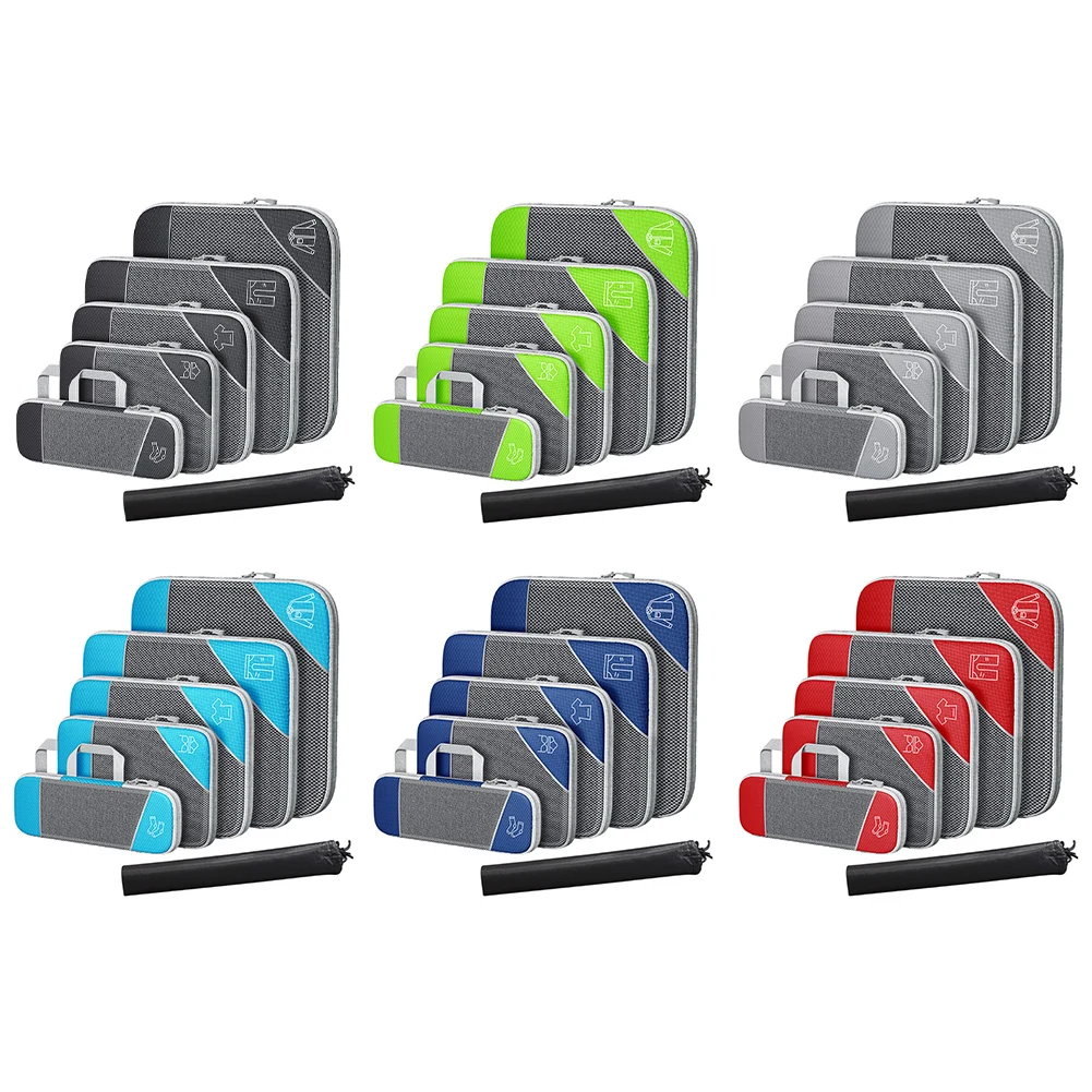 

6Pcs Expandable Mesh Travel Bag with Shoe Bag Luggage Organizers Bag Breathable Visual Mesh Suitcase Bag Travel Gear Accessories
