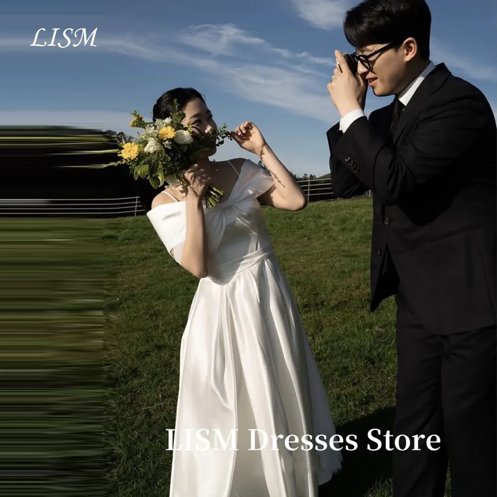 

LISM Sweetheart A-Line Korea Wedding Dresses Photo Shoot Silk Satin Floor Length Elegant Bridal Gowns웨딩드레스 Customized Corsets