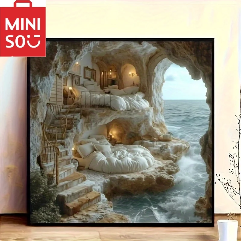 

MINISO картина маслом по номерам пейзаж приморская спальня украшение дома живопись стена спальня декор комнаты подарок рамки