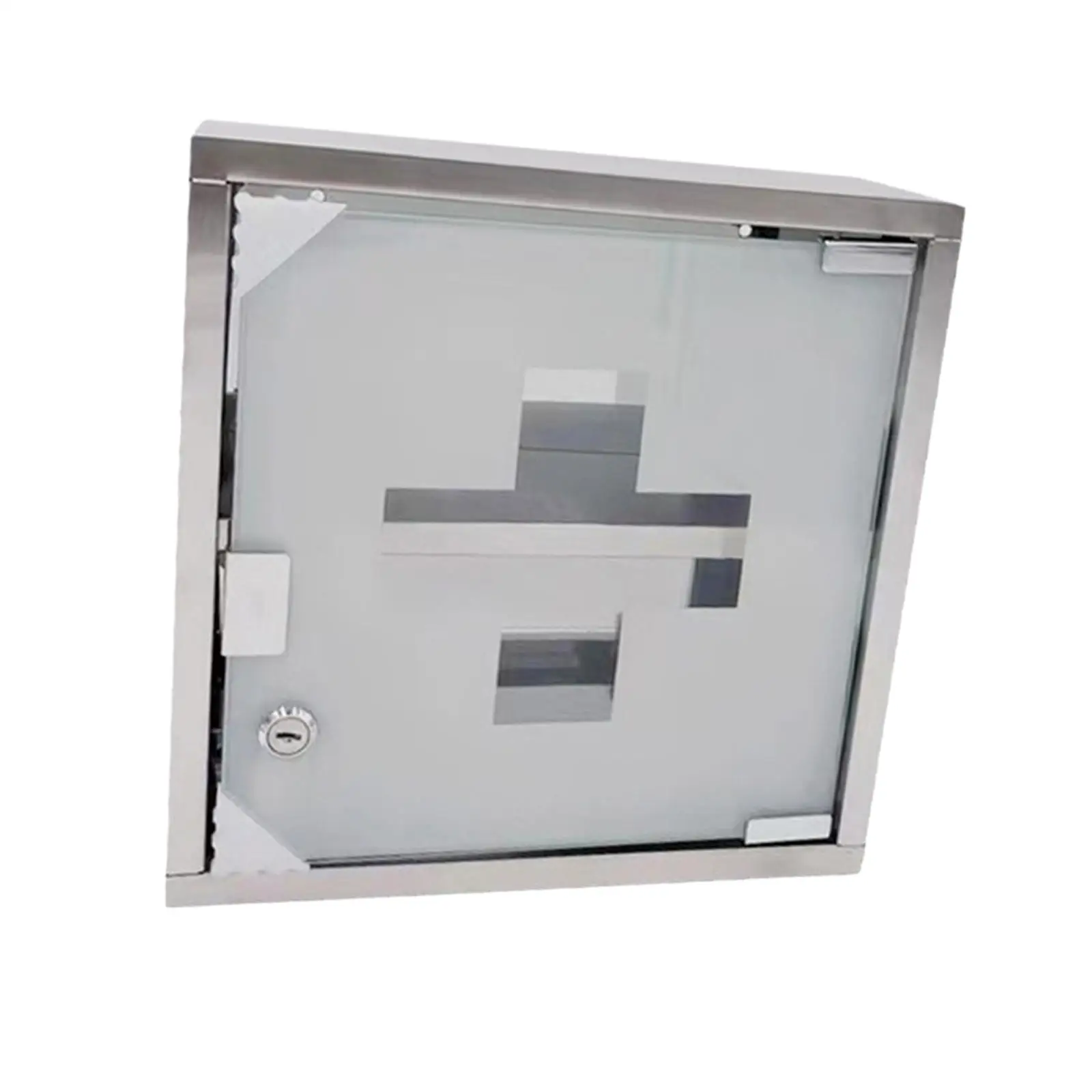 Stainless Steel First Aid Cabinet Wall Mounted with Lock Medicine Storage Box 2 Layer Organizer for Home Office Clinic
