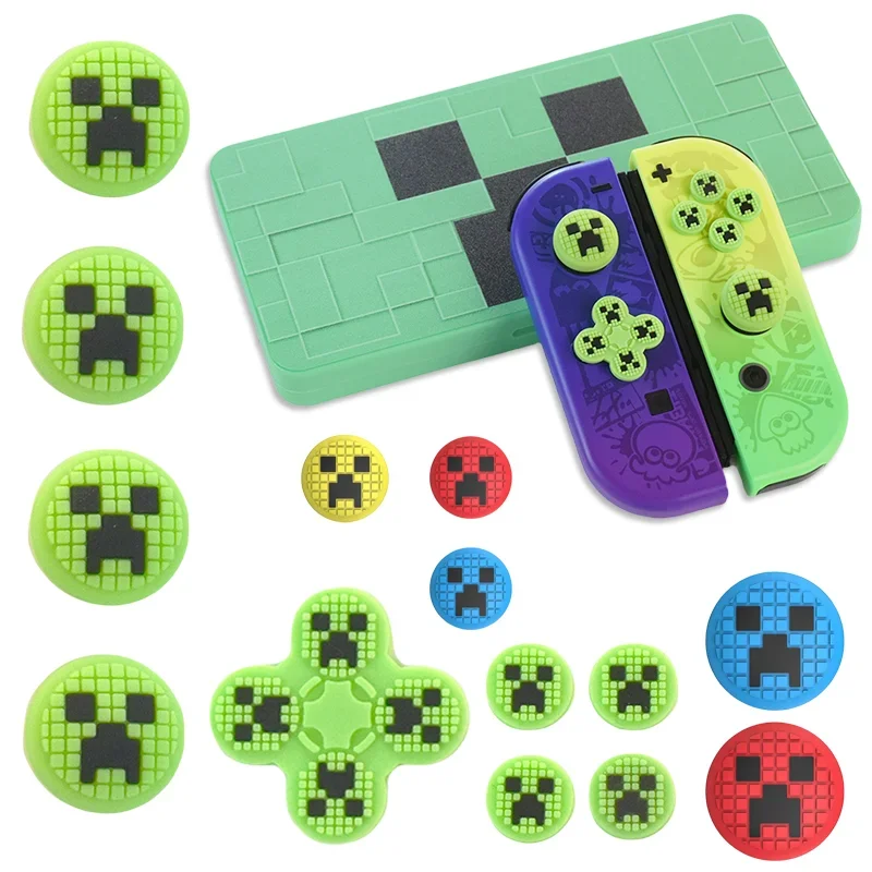 الزاحف Thumbstick غطاء سيليكون Minecrafter حالة الإبهام عصا قبضة للتبديل NS OLED لايت نينتندو اكسسوارات غطاء عصا التحكم