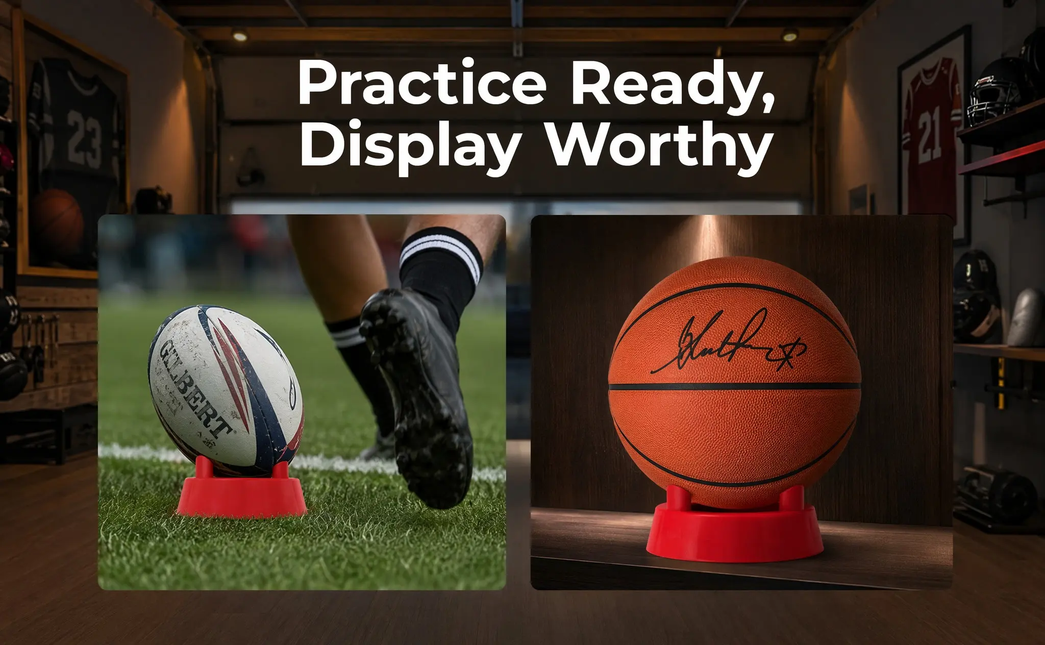 2Pcs Multifunctional Ball Cradle Display Stand for Soccer Football Rugby Volleyball Basketball Storage Organizer Sturdy Four
