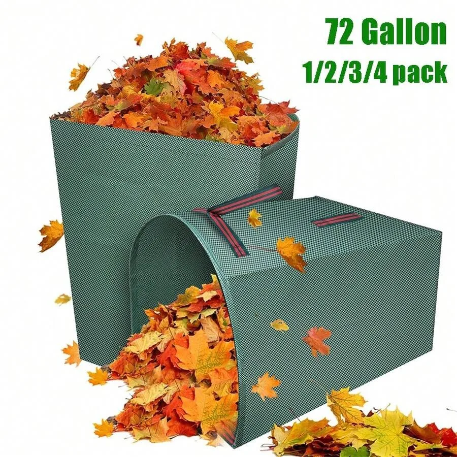 

72 Gallon Large Yard Waste Bags 1/2/3/4 Pack,Dustpan Style Collapsible Trash Can For Leaves Grass Clippings, Heavy Duty Outdoor