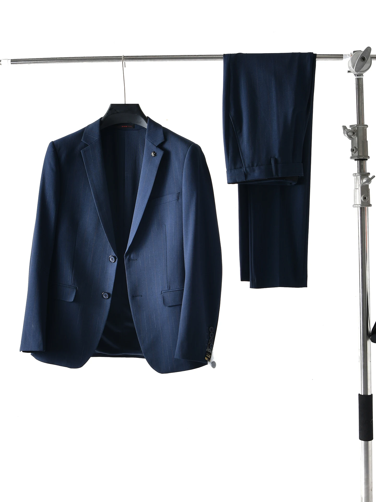 

High-End Men's Business Casual Suit Pants Set Autumn Winter Standard Fit Polyester Viscose Spandex Striped Double Breasted