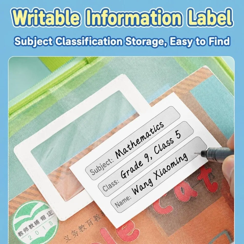 Portable 3-layer Mesh Zipper Pouch Bag Waterproof Large Capacity Tutoring Bag Large Opening Document Bag School Office Supplies
