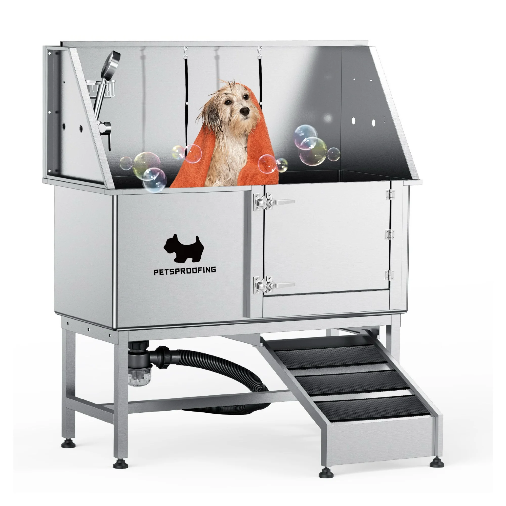 

50" ramp Dog Washing Shower Station portable Stainless Steel Pet Grooming Tub pet spa bathtub bathtubs for Large Dogs