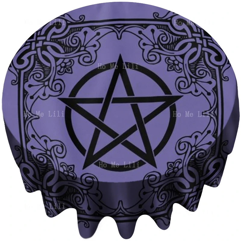 Purple Gorgeous Magic Color Geometric Figure Star Altar Pentagram Star Simple Tarot Card Round Tablecloth Decorated The Kitchen