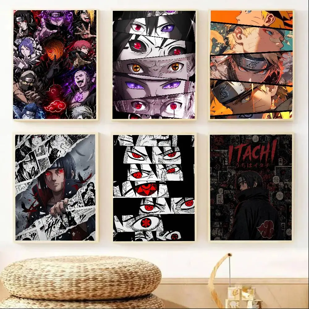 Ltachi Kakashi Madar Sasuke Uzumakia Pain Minato Poster HD Art Sticky Wall Waterproof Home Living Room Aesthetic Decoration