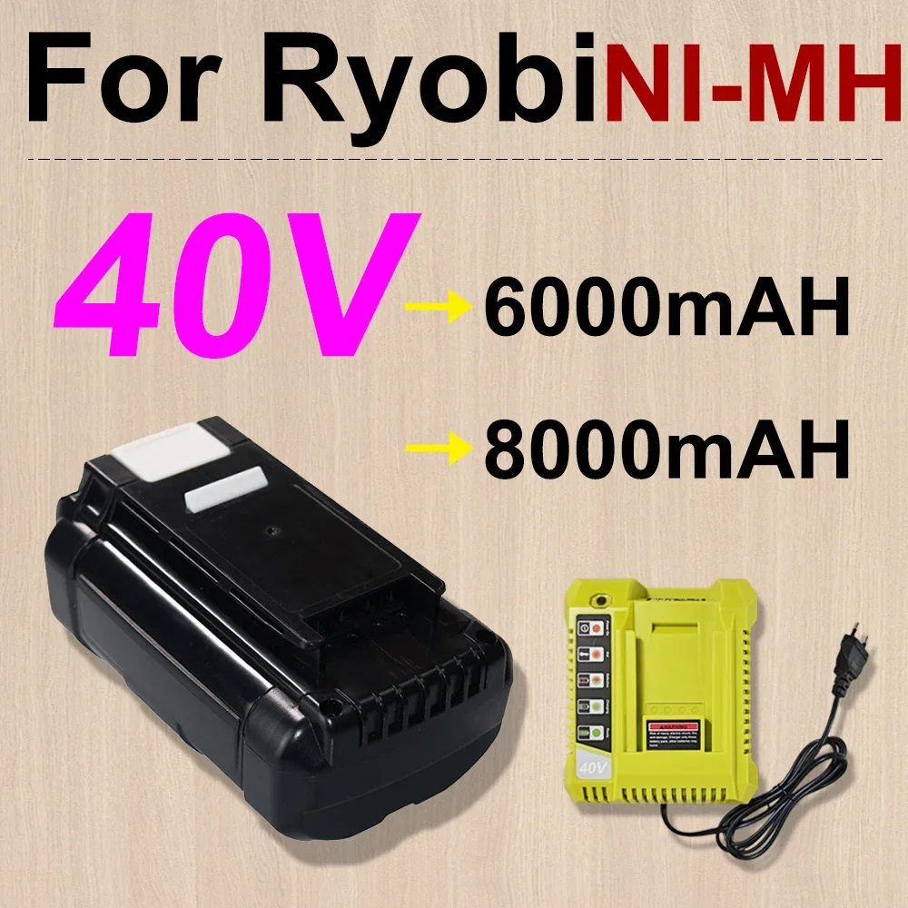 6000mAh/8000mAh 40V Li-ion Battery OP40401 OP4050A for Ryobi OP4050 RY40502 RY40200 RY40400 Power Tools Replacement Battery