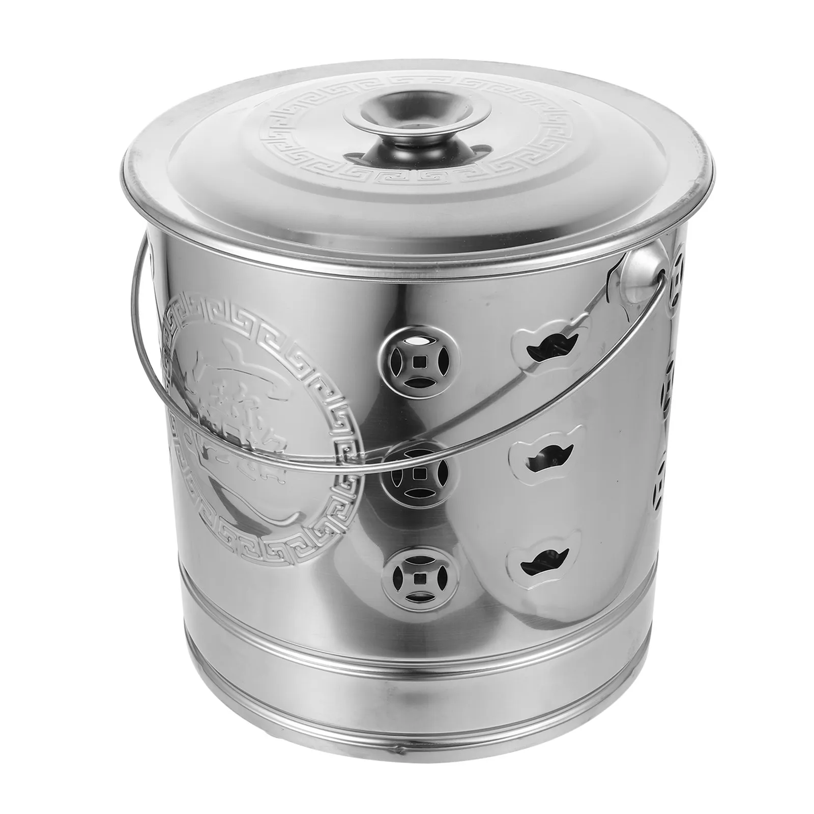 Stainless Steel Burning Barrel Silver Small Without Liner Durable Compact Lightweight High Temp Multi Functional Burn Paper