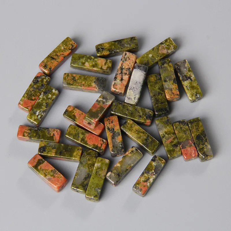 Natural Green Unakite Tube Stone Beads Gem Loose Spacer Square Beads For Women Jewelry Making DIY Bracelet Earring Accessories
