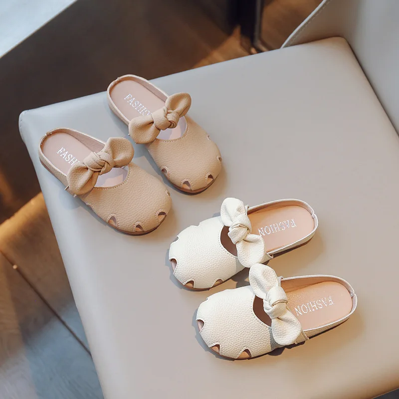 

Childrens Summer Fashion Sandals Girls Bow Strap Beach Soft Soled Princess Shoes Womans Openwork Wrap Toe Versatile Kids Sandals