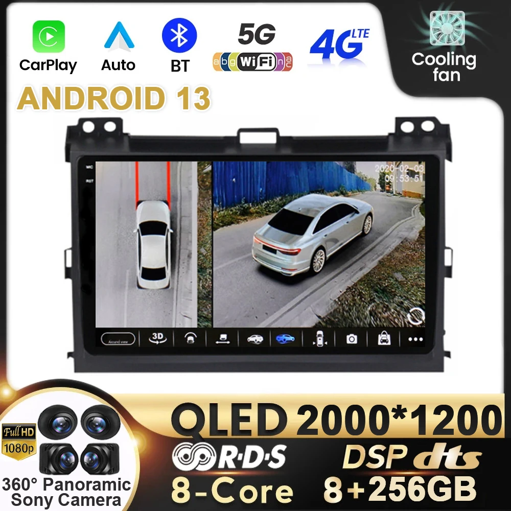 

Автомобильный радиоприемник Android 13 для Toyota LAND CRUISER Prado 120 2003-2009 4G WIFI стерео GPS мультимедийный видеоплеер навигация Carplay