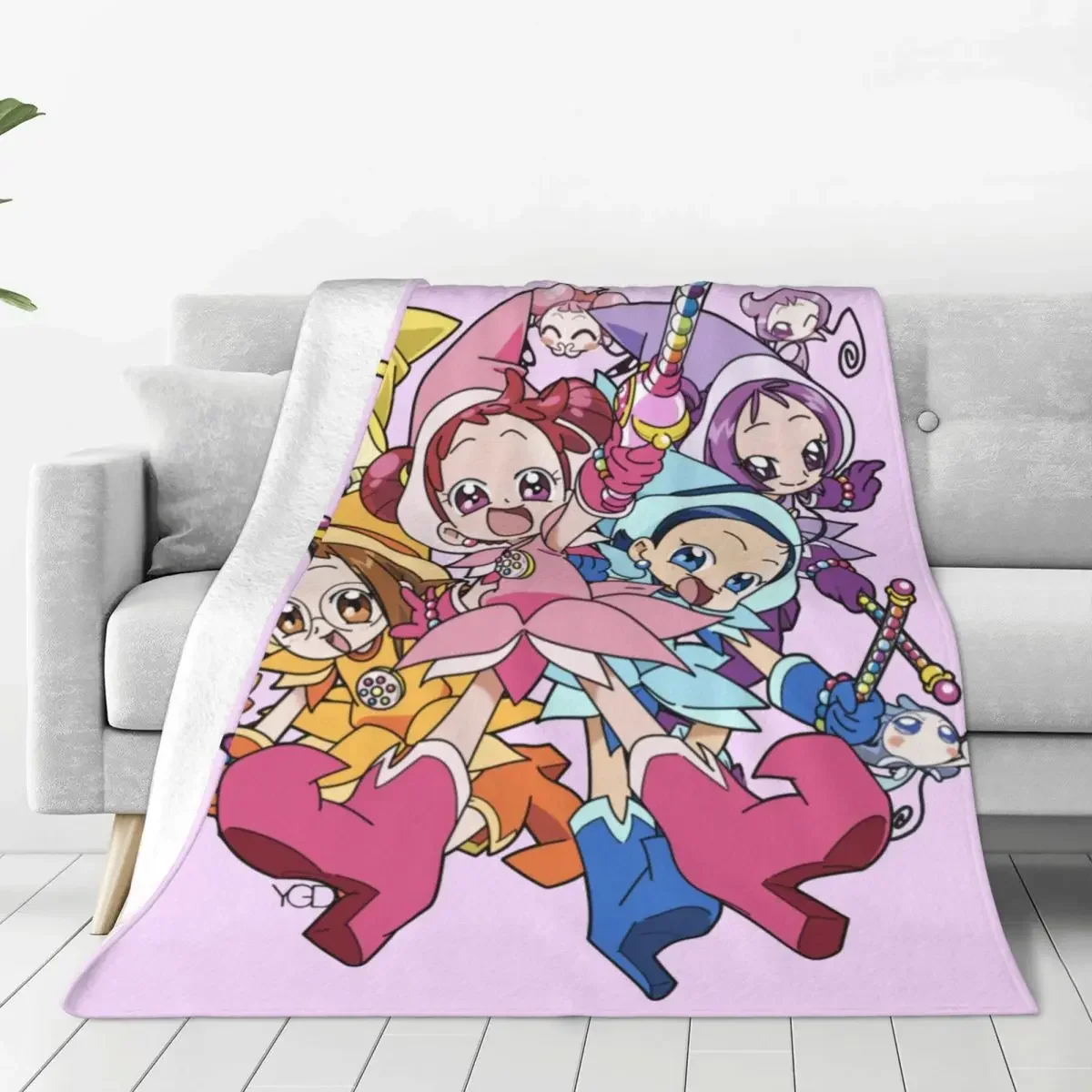 Ojamajo Doremi Magical Angel Cute Kawaii Anime Girls Blanket Flannel Autumn Thin Throw Blankets for Home Office Plush Thin Quilt