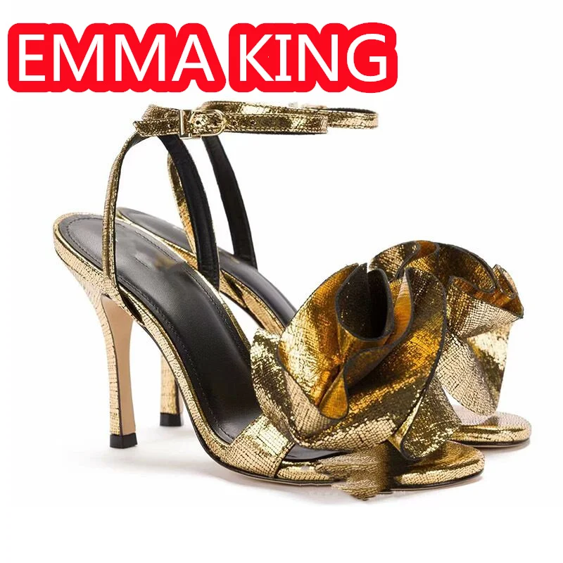 

Sandalias De mujer Verano 2024 Women Big Rose Flowers High Heels Summer Party Ankle Strap Fashion Sexy Girls Dancing Sandals 46