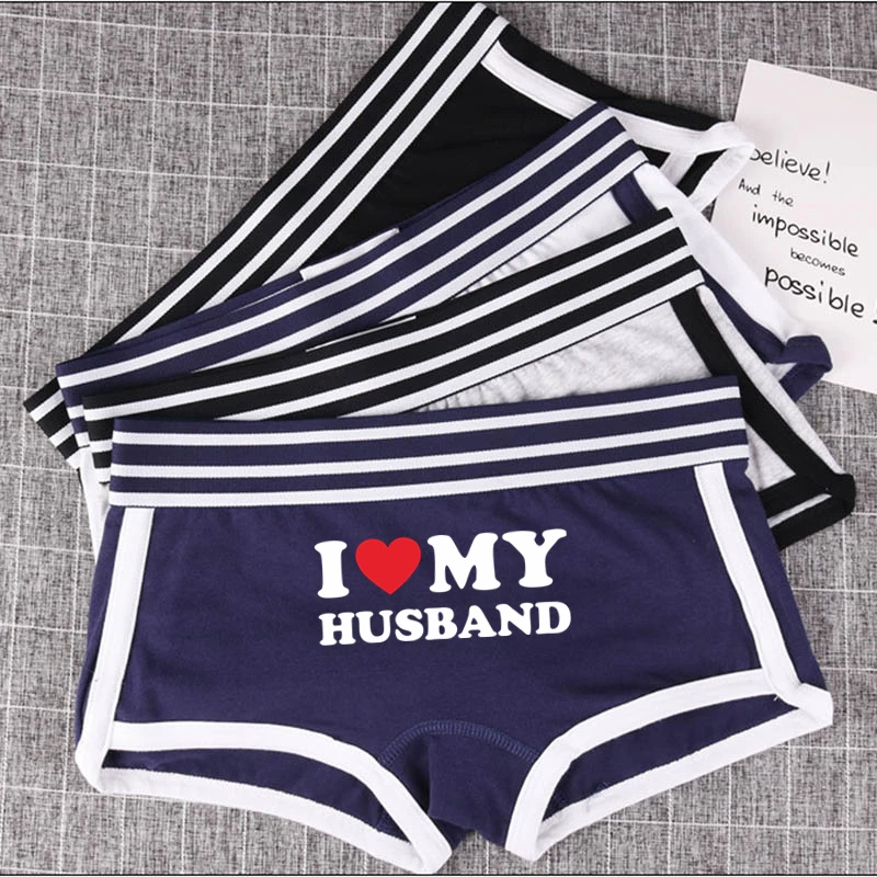 LOVE HUSBAND Hot Letters Cotton Underwear for Women New Women Boxer Shorts Cute Girl Panties Female Breathable Women\'s Intimates