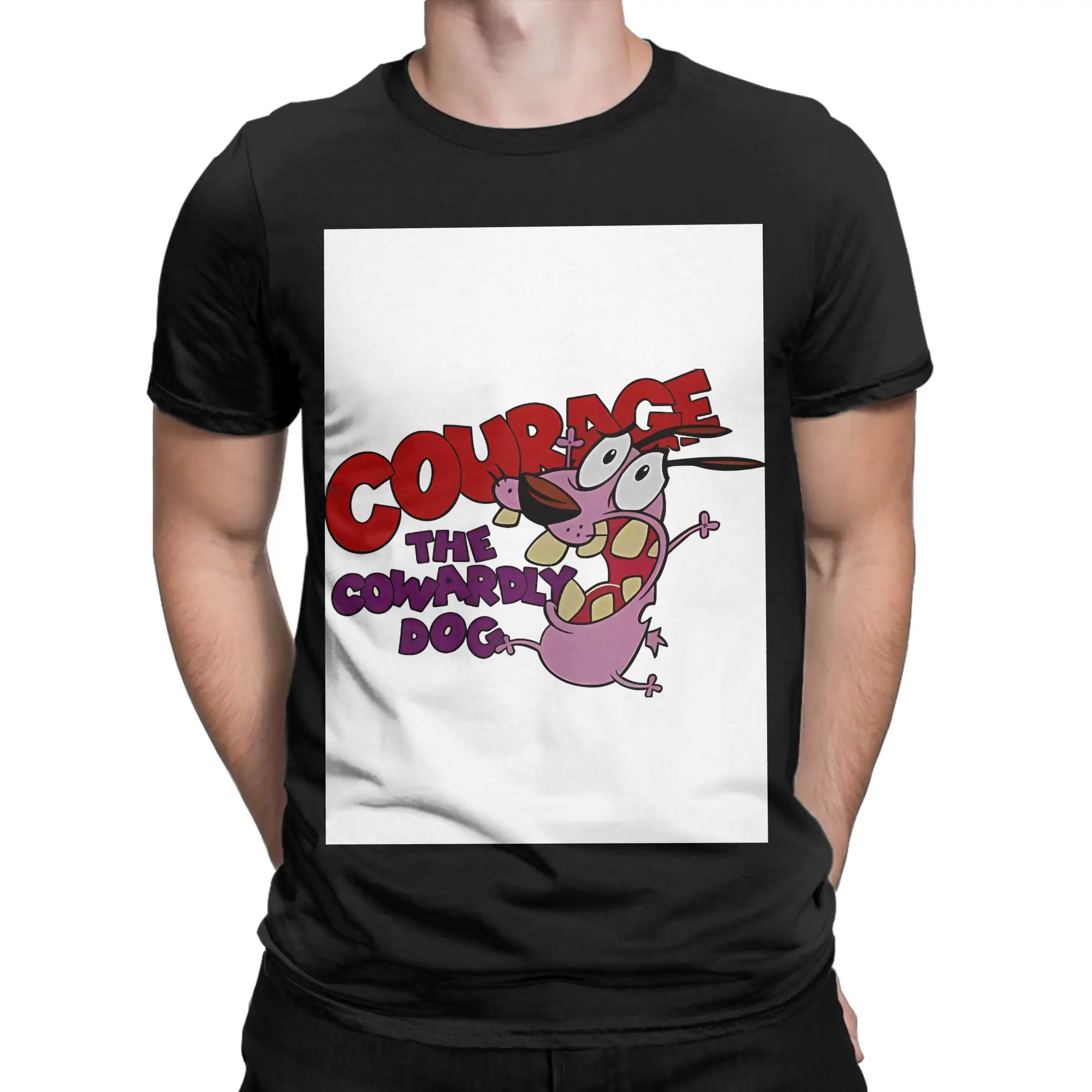 cCourage the Cowardly Dog Cowardly Courage Novelty 100% Cotton T-Shirt cCourage the Cowardly Dog Tees Tops For Men