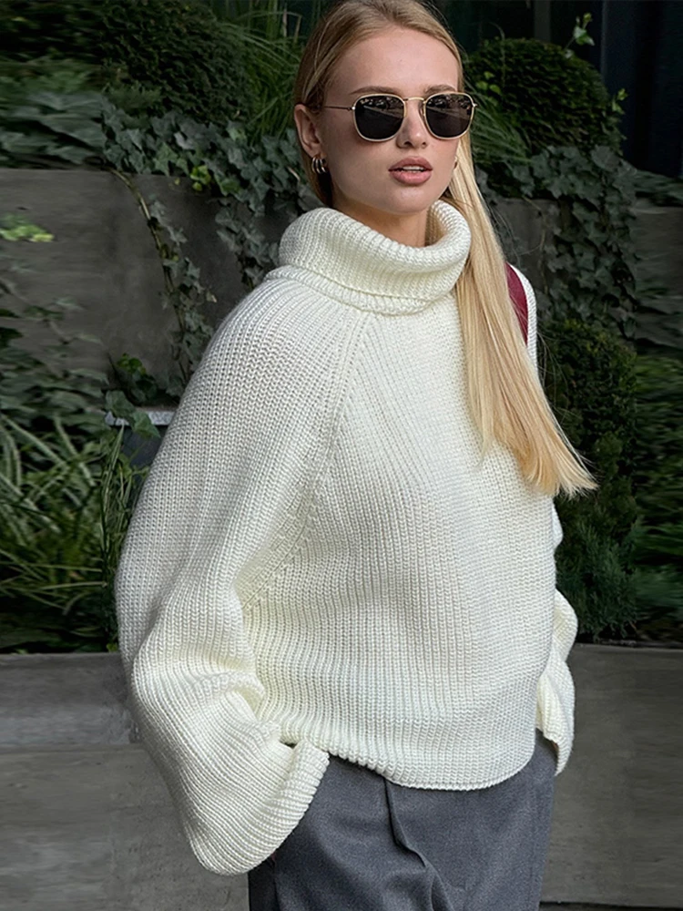 

Turn-down Collar Back Split Sweater Women Elegant Full Sleeve Knitted Loose Fit Top Lady early autumn Chic Casual knit top