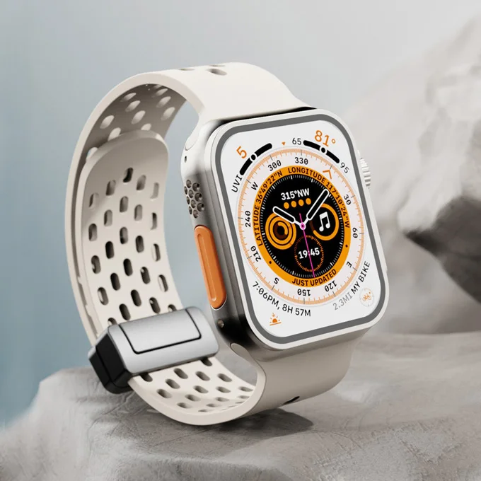 

Ремешок с магнитной застежкой для Apple watch Ultra 49, Браслет-Петля из жидкого силикона с отверстиями для S3 4 5 6 7 8 SE 42 44 45 38, 2023