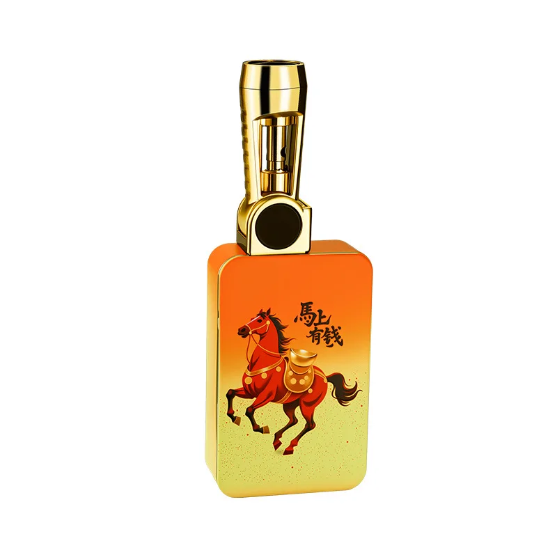 

New Folding Spray Gun Lighter With Exquisite Metal Patterns Multi-Functional Portable Lighter Smoking Accessories Tools Gifts