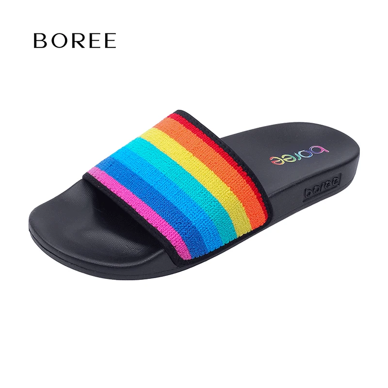 

Boree Summer Slippers Casual Non-slip Soft Slides Eva Beach Slippers Men Shoes Male Stripe Men's Slippers zapatos hombre