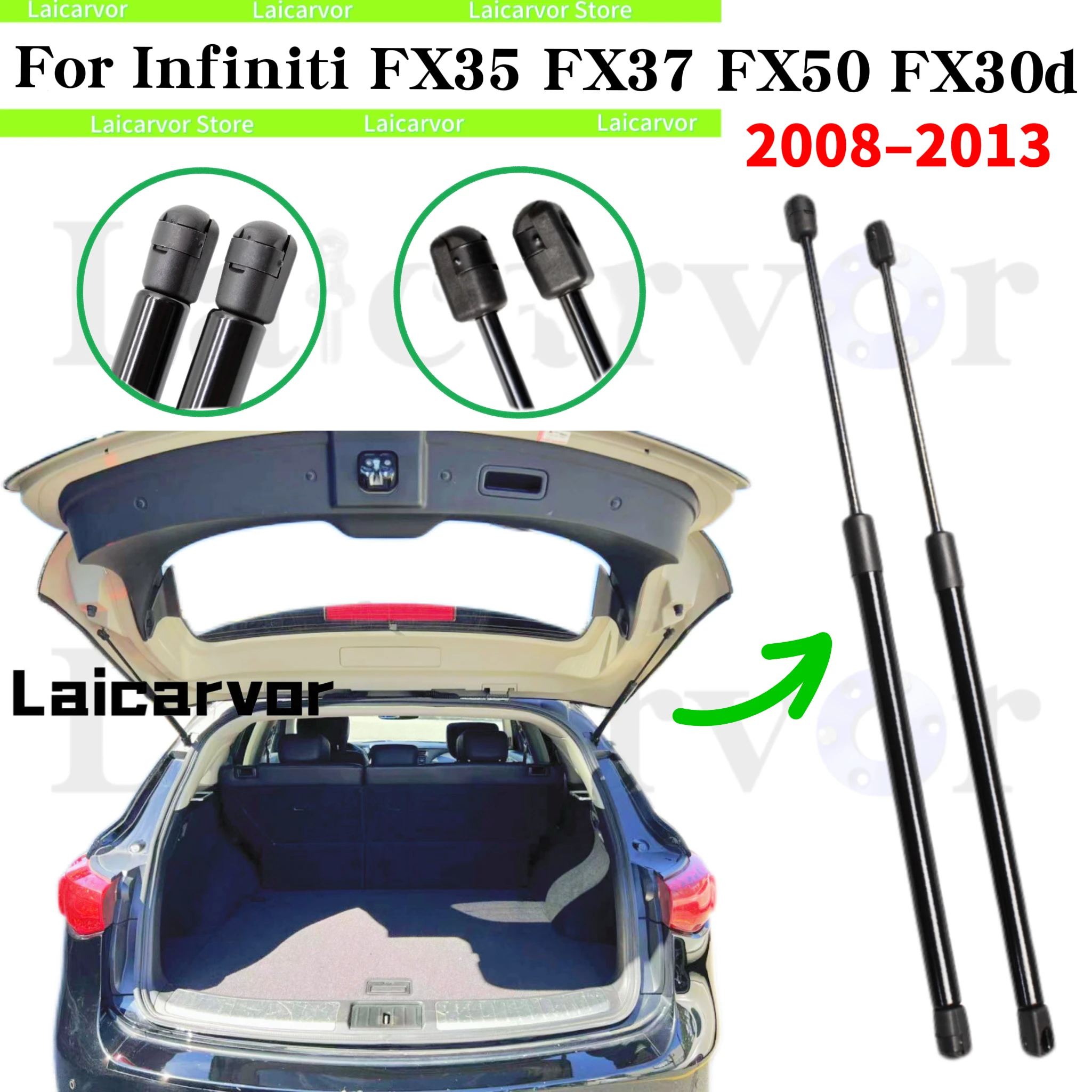 

2PCS Rear Tailgate Dampers For Infiniti FX35 FX37 FX50 2008-2013 Trunk Boot Lift Support Back Door Gas Struts Shock Absorber