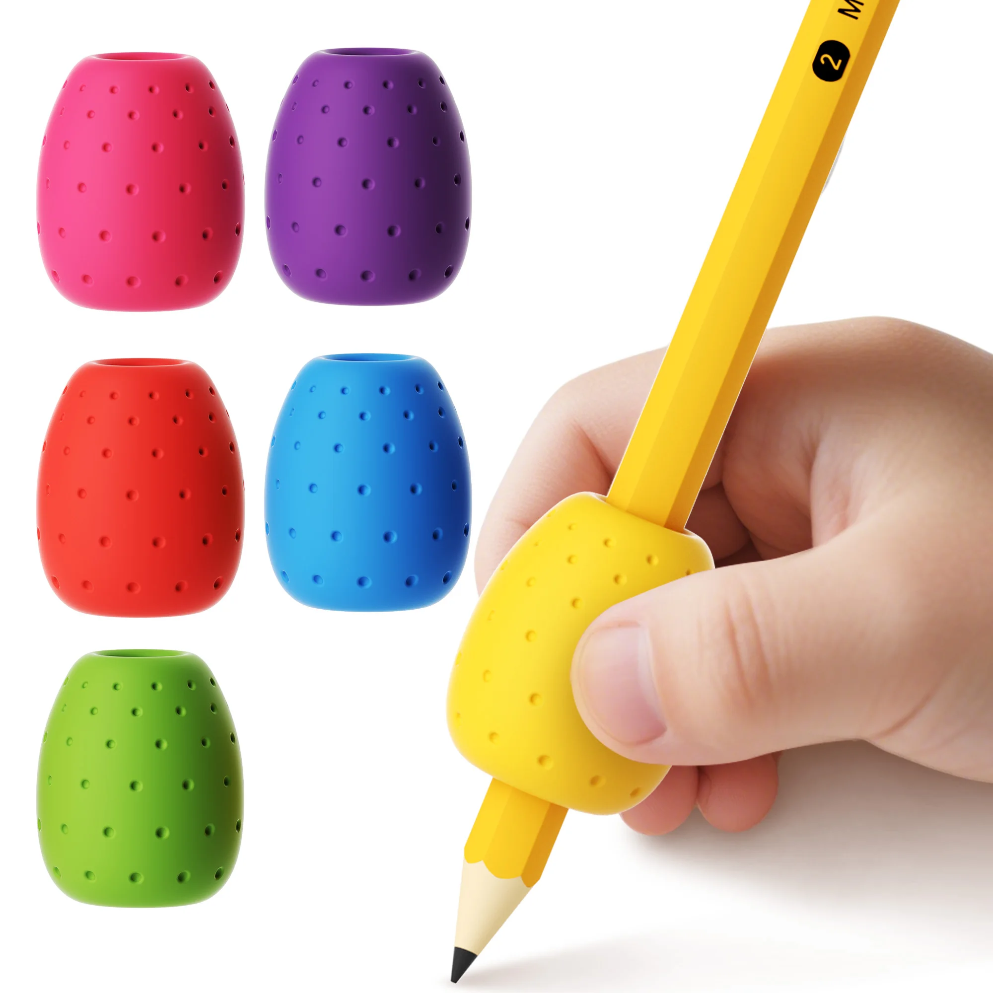 6 قطع من مقابض أقلام الرصاص على شكل بيضة للأطفال والكبار، حاملات سيليكون للكتابة اليدوية والرسم #1