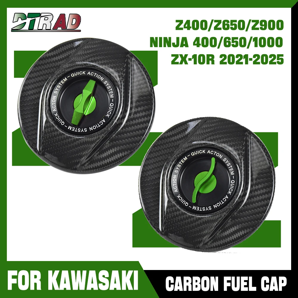 

For Kawasaki ZX10R 2021-2025 Z900 SE Z650 RS Z400 NINJA 400 650 1000SX Carbon Fiber Quick Release Fuel Tank Cap Gas Petrol Cover