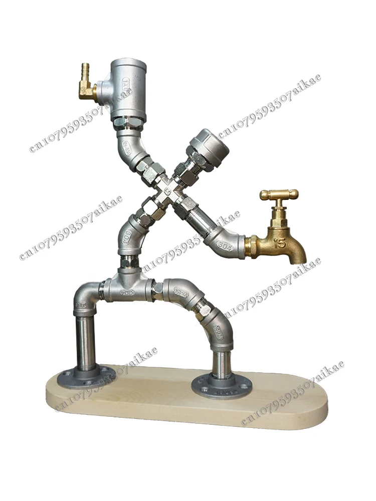 

Stainless steel water pipe robot creative personality retro decorative ornaments wine rack wine dispenser