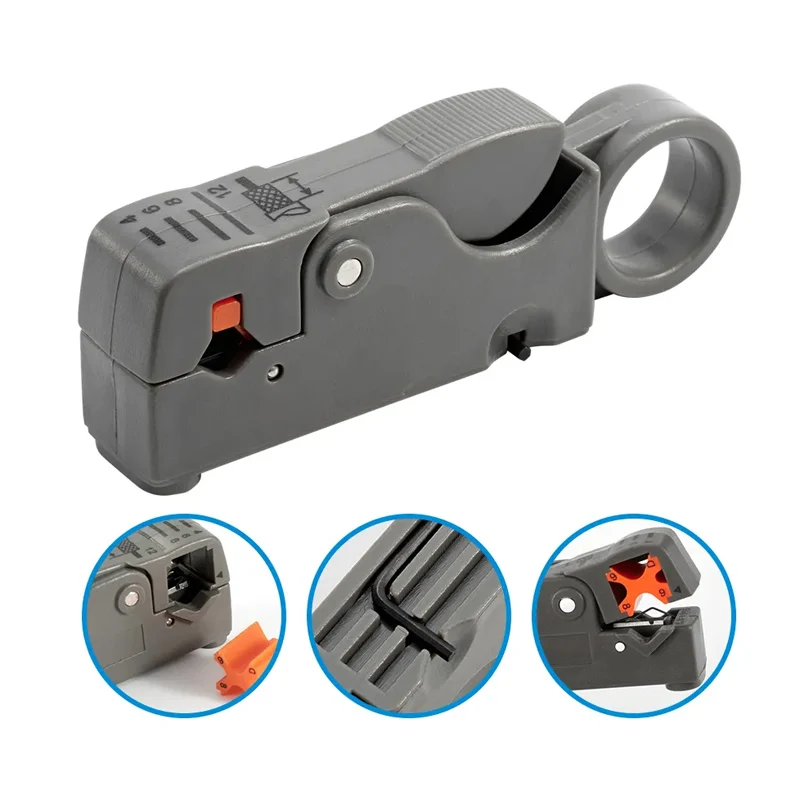 Multifunctional Coaxial Cable Stripper Wire Stripper Network Wire Clipper Video Wire Rotary Peeling Network Tool