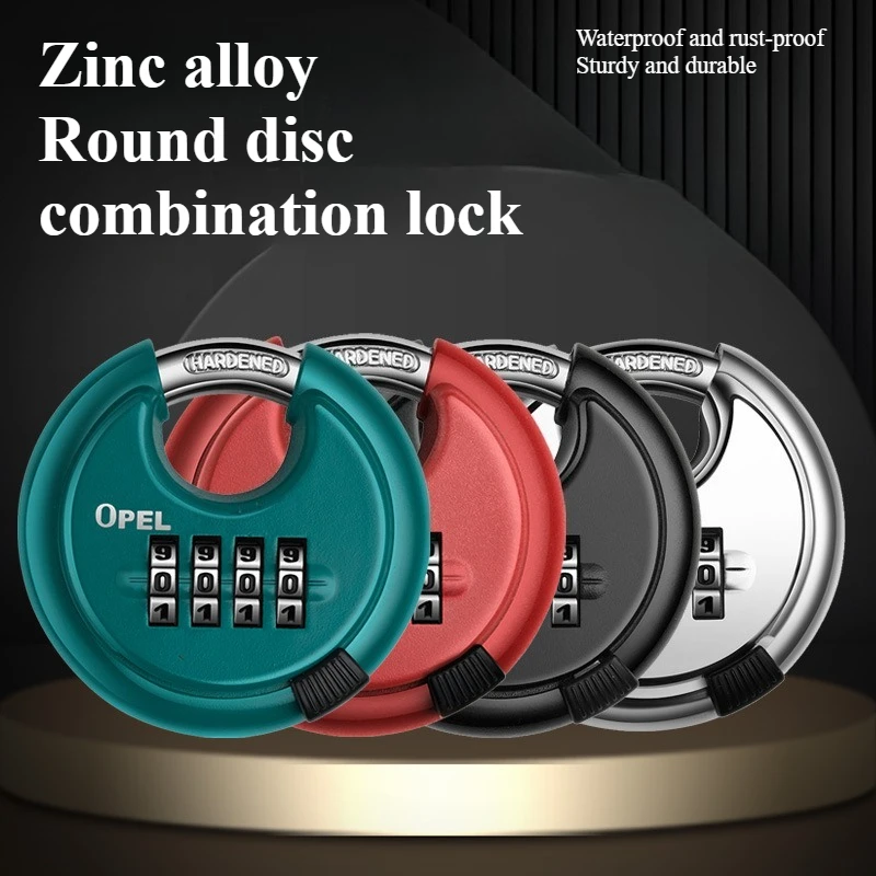 

Multicolor Anti-Theft Padlock Zinc Alloy Round 4 Digit Password Lock