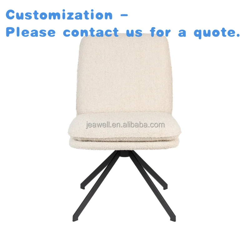 

custom.2026 Fashion Living Room Furniture Design White Woolly Fabric Dining Chair With Black Powder Coating Metal Chair L