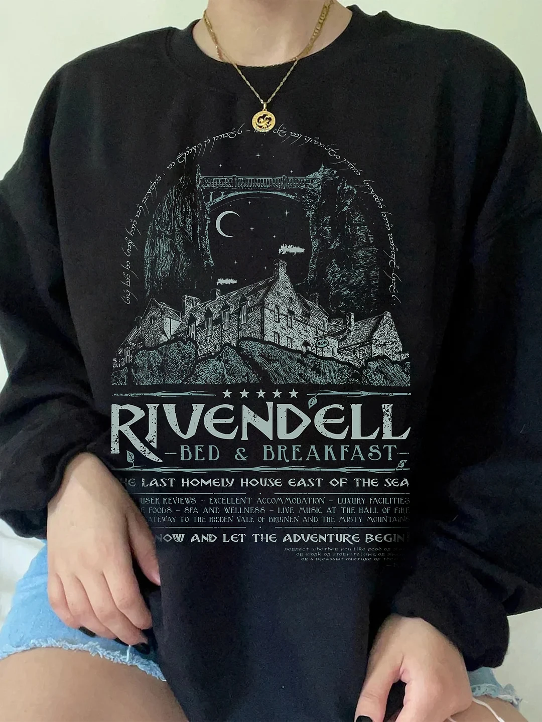 

Rivendell, он, Властелин колец, вдохновил, топ, экранная печать вручную, унисекс, Y2K, свободные пуловеры, смешная женская уличная одежда