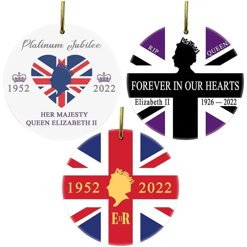 Queen Elizabeth II Ornament Queen Of England Decorations 5Pcs 2D Acrylic Queen Christmas Pendants The Queen's Commemorative