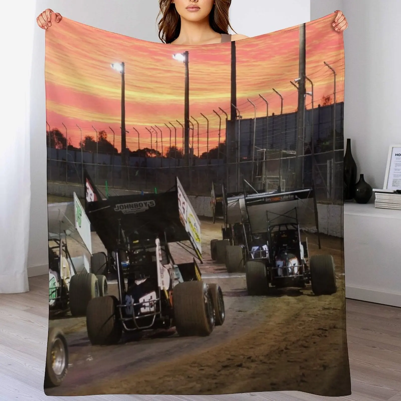 

Sunset at the Speedway track. Throw Blanket warm winter Summer decorative Nap Blankets
