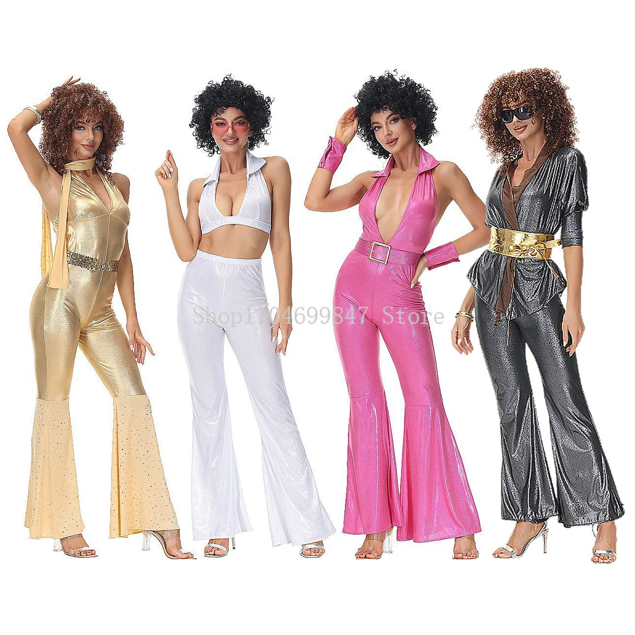 

Женские сексуальные костюмы для косплея в стиле рок-диско-хиппи для взрослых, Хэллоуин, хиппи, вечерние маскарадные костюмы, ретро 70-х годов, наряды в стиле хип-хоп, необычные