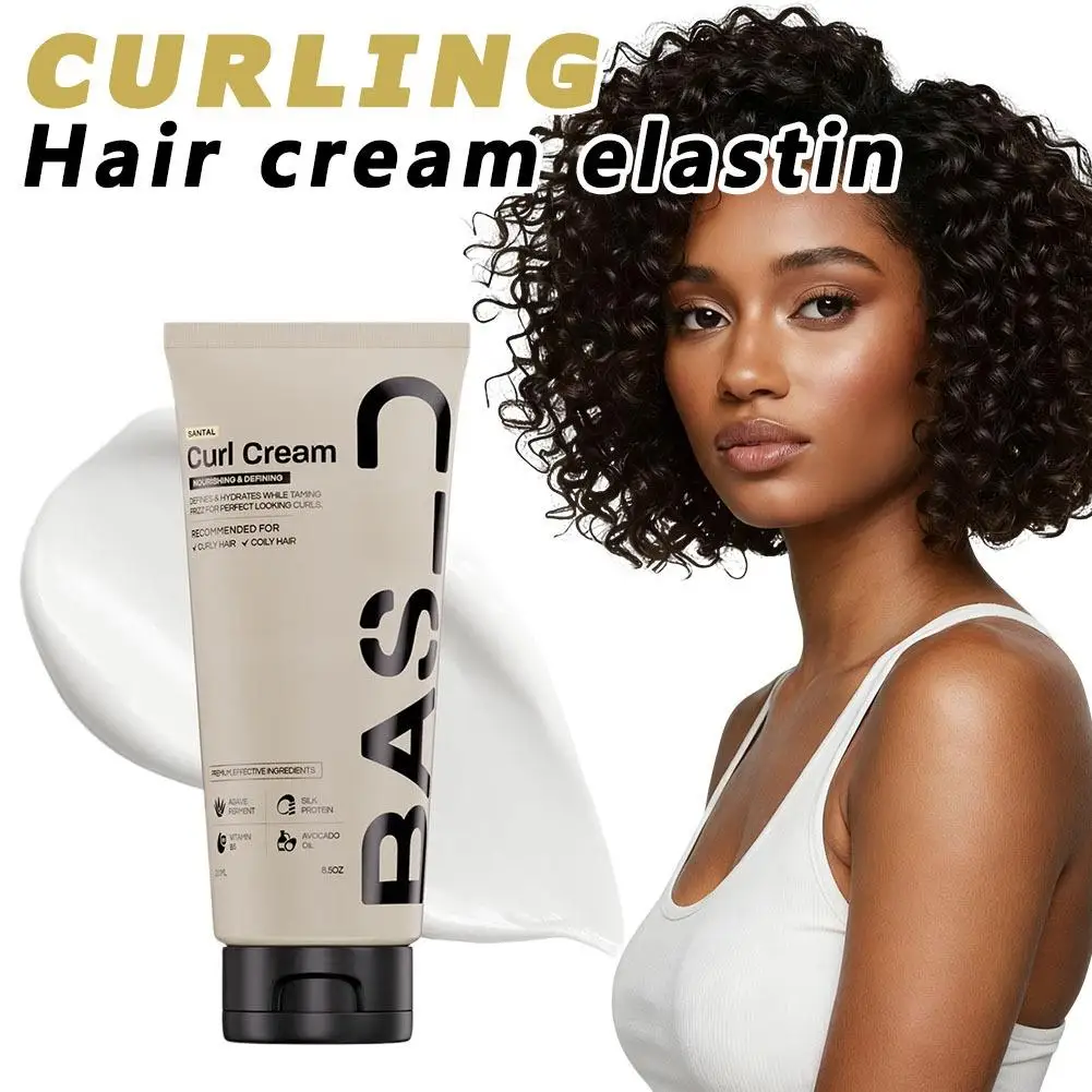 Lockencreme, elastischer Haarbalsam, feuchtigkeitsspendend, nährend, langanhaltend, Styling-Feuchtigkeitscreme für lockiges Haar, Multi-Effekt für Frauen und Männer
