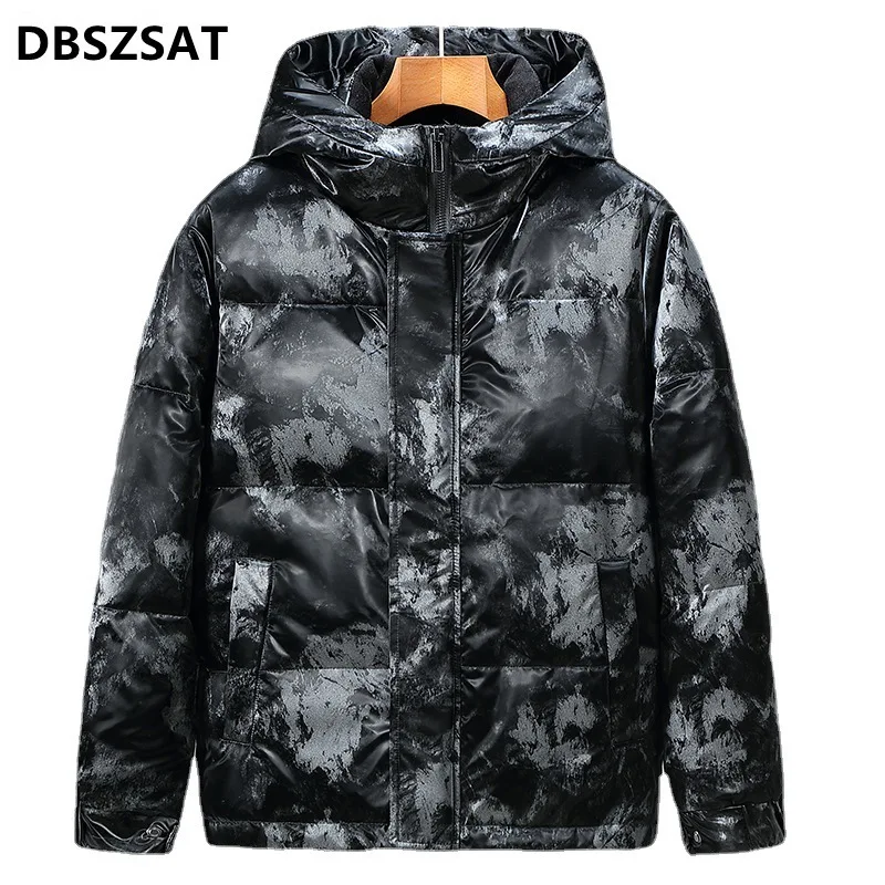 Piumino d\'anatra bianco invernale da uomo Camouflage Casual con cappuccio giacche a vento piumino da uomo spesso caldo impermeabile capispalla coppia