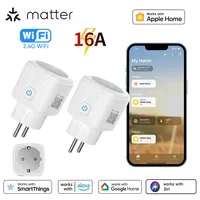 Matter Smart Plug EU WiFi Smart Socket 16A Home Appliance Outlet APP Remote Control Works with HomeKit Siri Alexa Google Home