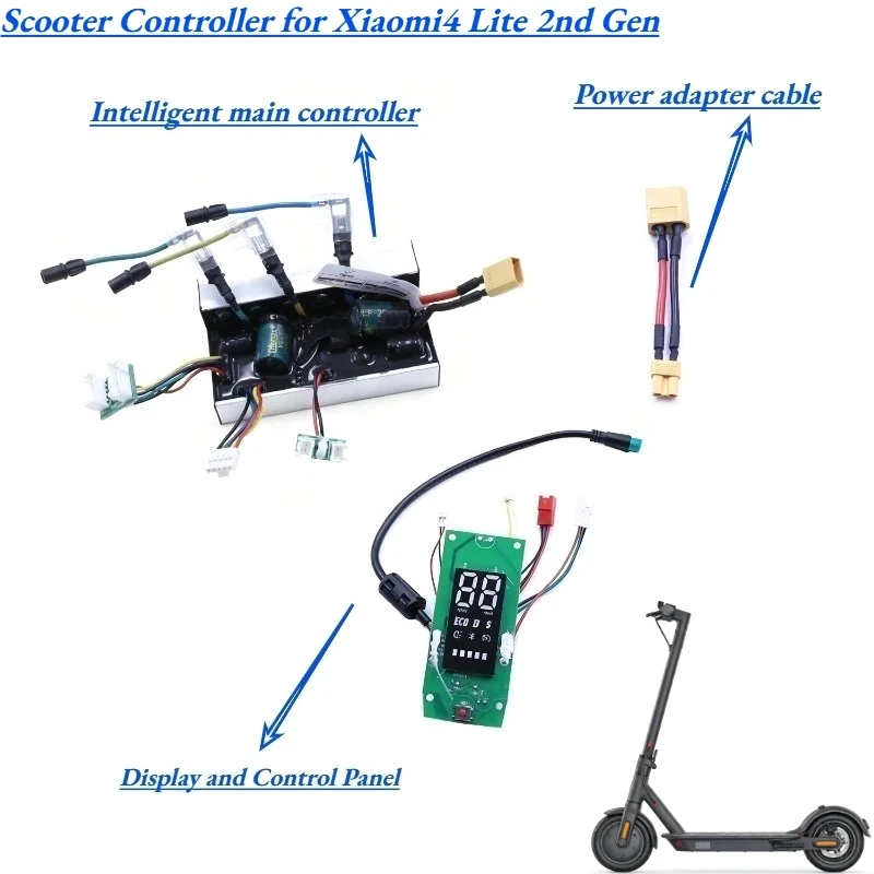 

1200W 24-63V 7-25A Intelligent Controller for Xiaomi 4 Lite 2nd Gen Scooter, with Display Panel & XT30-XT60 Adapter Cable