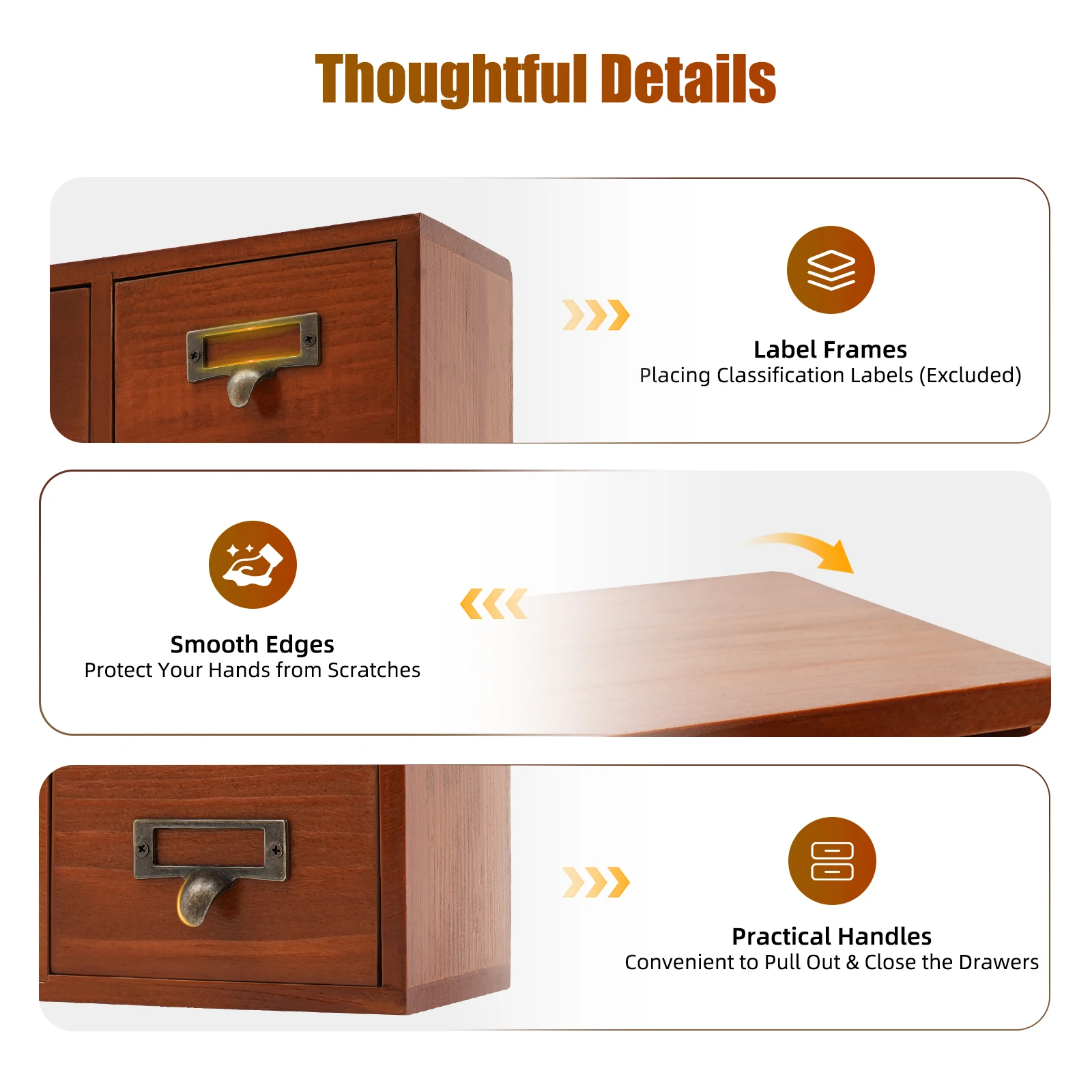 

50*10*35cm Vintage Desk Drawer Organizer Wooden Storage Box with 16 Drawers Home Office Desk Organization and Storage Brown