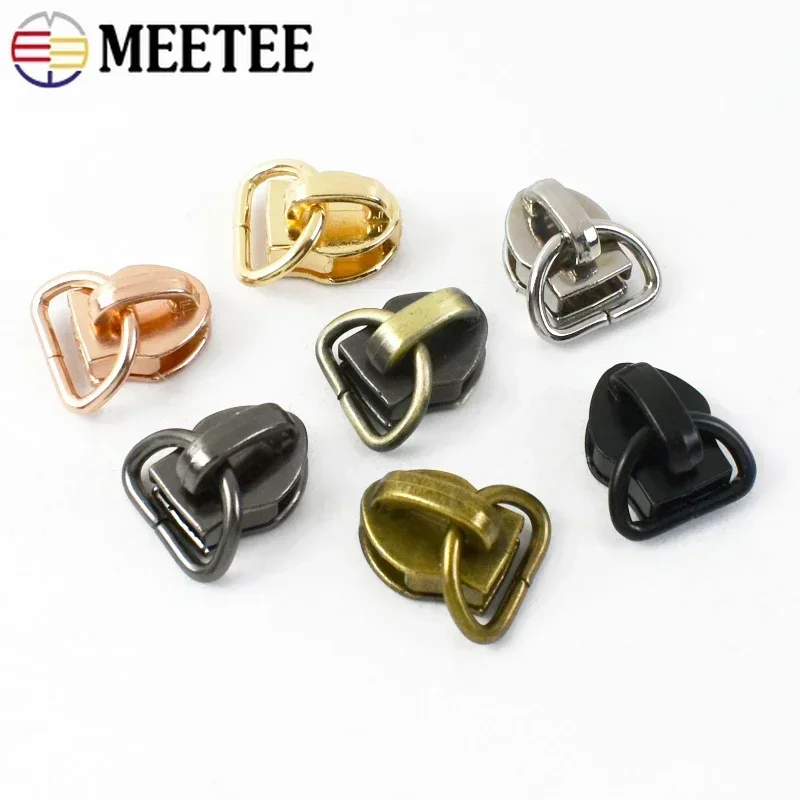 10-50 قطعة ميتي 5 # سحاب المتزلجون لسحابات النايلون D حلقة الزخرفية السحابات مجتذب رئيس حقيبة الملابس معطف سترة إصلاح الملحقات #4